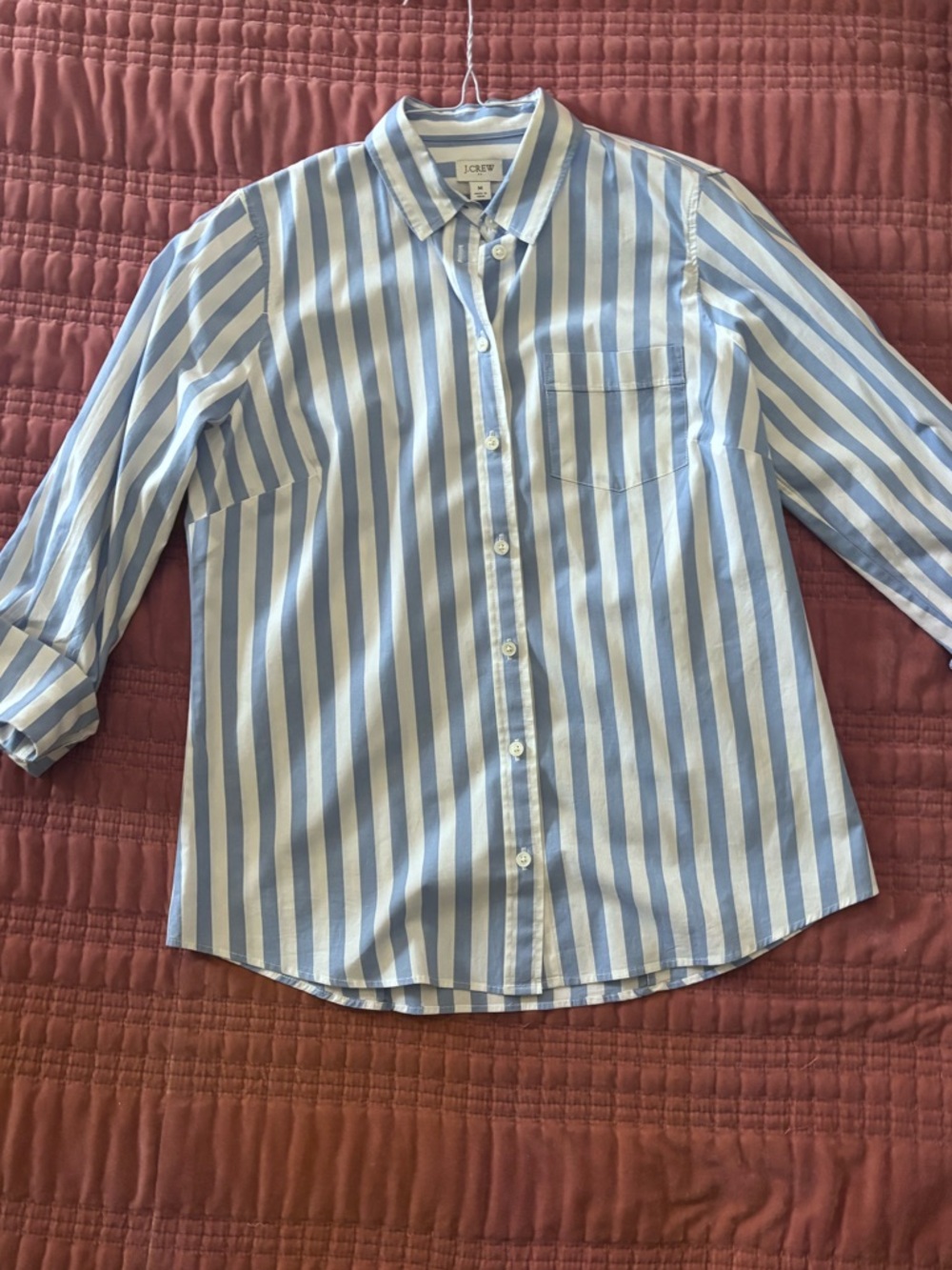 J. Crew Blue and White Striped Collared Shirt